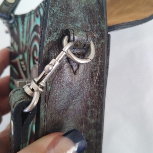 Patricia Nash P815133 Tooled Turquoise Leather Canicella Crossbody Purse… - Picture 11 of 15